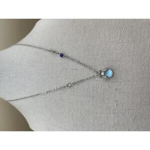 Lightning Bug Necklace with Opalescent Pendant Silver-Tone
